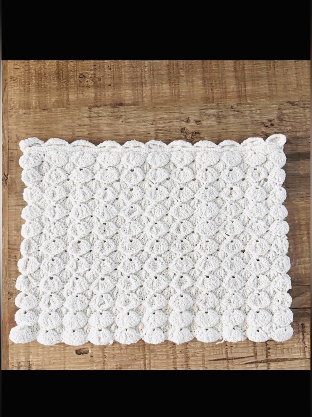 Scalloped Makeup Bag | Clutch. EUC 10”x7” Zippered | Ivory | Neutral